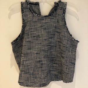 Cropped knitted navy top